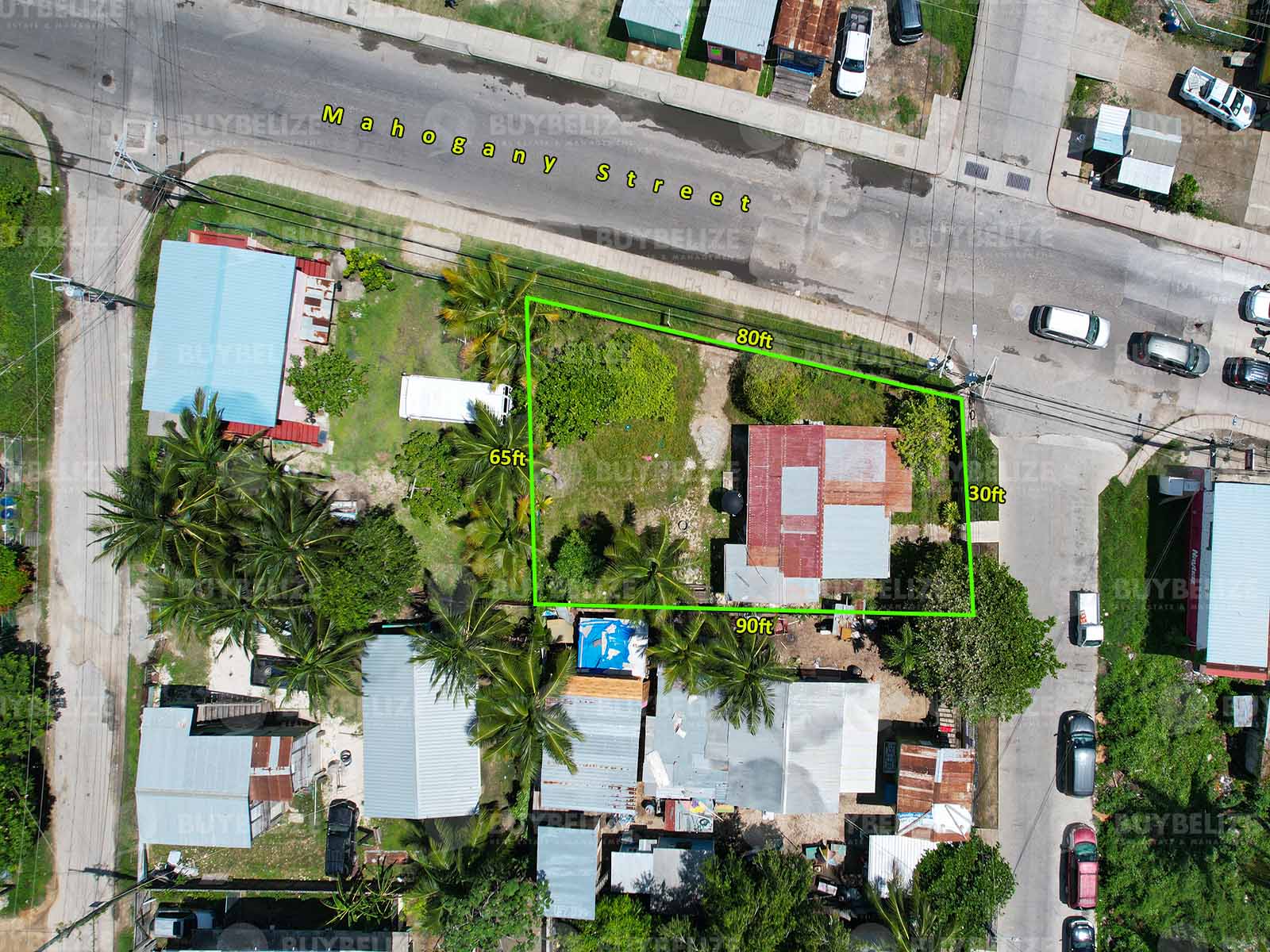 House for Sale in Belize City sitting on a large lot